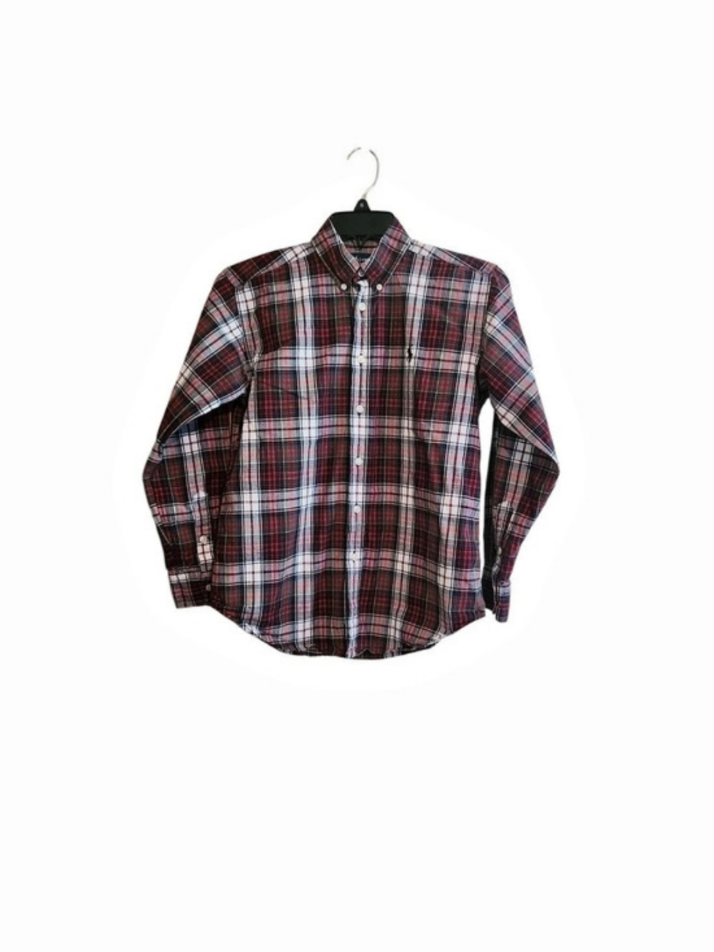 Ralph Lauren Red Plaid Button Down Cotton Top Size Medium Like New